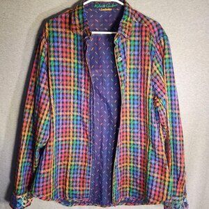 RARE Exclusive Robert Graham Reversible Button Up Shirt Plaid Sprinkles